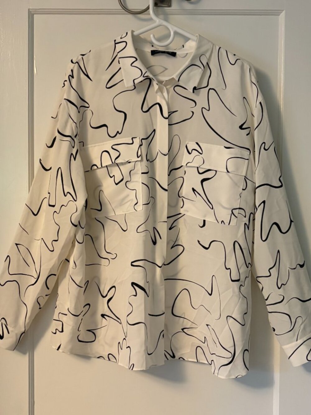 Lafayette 148 100% silk abstract print button up blouse size XXL designer luxury - Picture 1 of 7